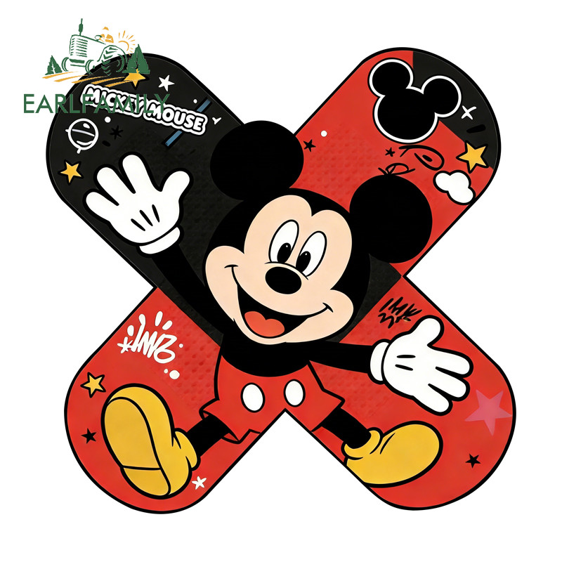 EARLFAMILY Mickey Mouse Bandage สติกเกอร์รถรถจักรยานยนต์สเก็ตบอร์ดด้านหลังกระจกกันชน Trunk ไวนิล Decal Occlusion Scratch รถอุปกรณ์เสริม