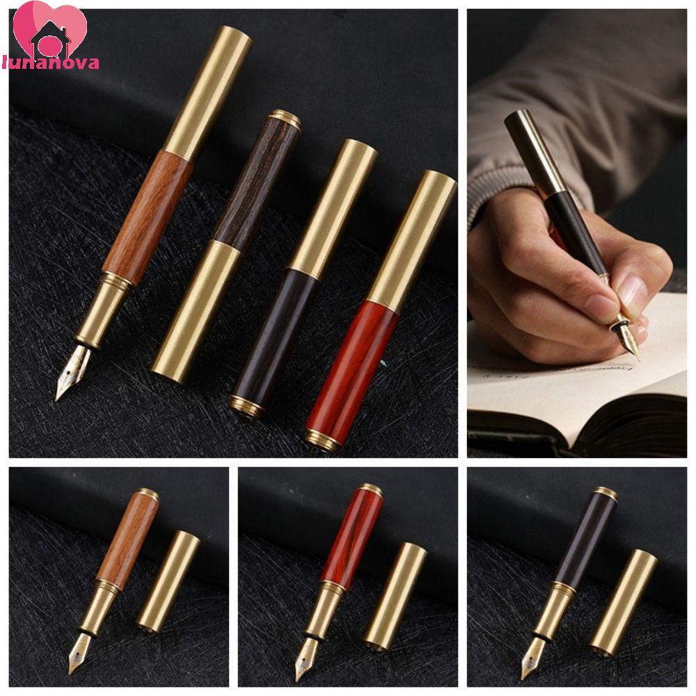LUNANOVA Mini Pocket Wood Fountain Pen, High-end ประณีตการประดิษฐ์ตัวอักษร Fountain ปากกา,ทนทานหรูหรา Smooth การเขียน 0.26 มม. ธุรกิจปากกาลายเซ็นการเขียนของขวัญ