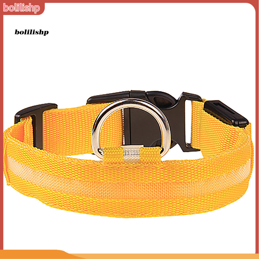 {bolished} สายคล้องคอปรับได้ Rain Resistance Nylon LED ปลอกคอสุนัข