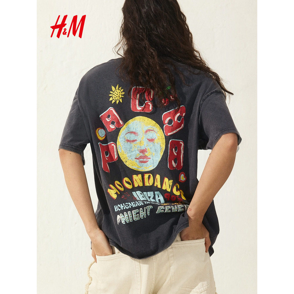 เสื้อยืดพรินต์ลายขนาดใหญ่สำหรับผู้หญิง H&M