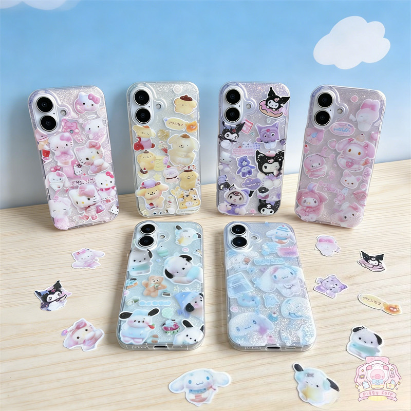 เคสไอโฟน16 เคสซานริโอ ลุคย้อนยุคคลาสสิก สำหรับ  iPhone 11 16 13 15pro 12 14 Pro Max 7Plus 15 8 6 7 14 Plus X XR XS Max