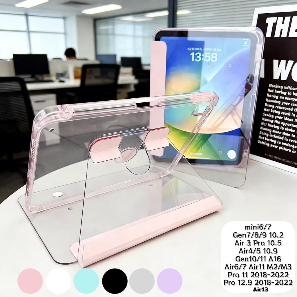 Crystal Glass Case for ipad gen11 เคสไอแพด gen7/8/910.2 air11 10.9 pro11 2020/air6 2024 mini6/7 gen10 เคสอะคริลิคฝาขุ่น