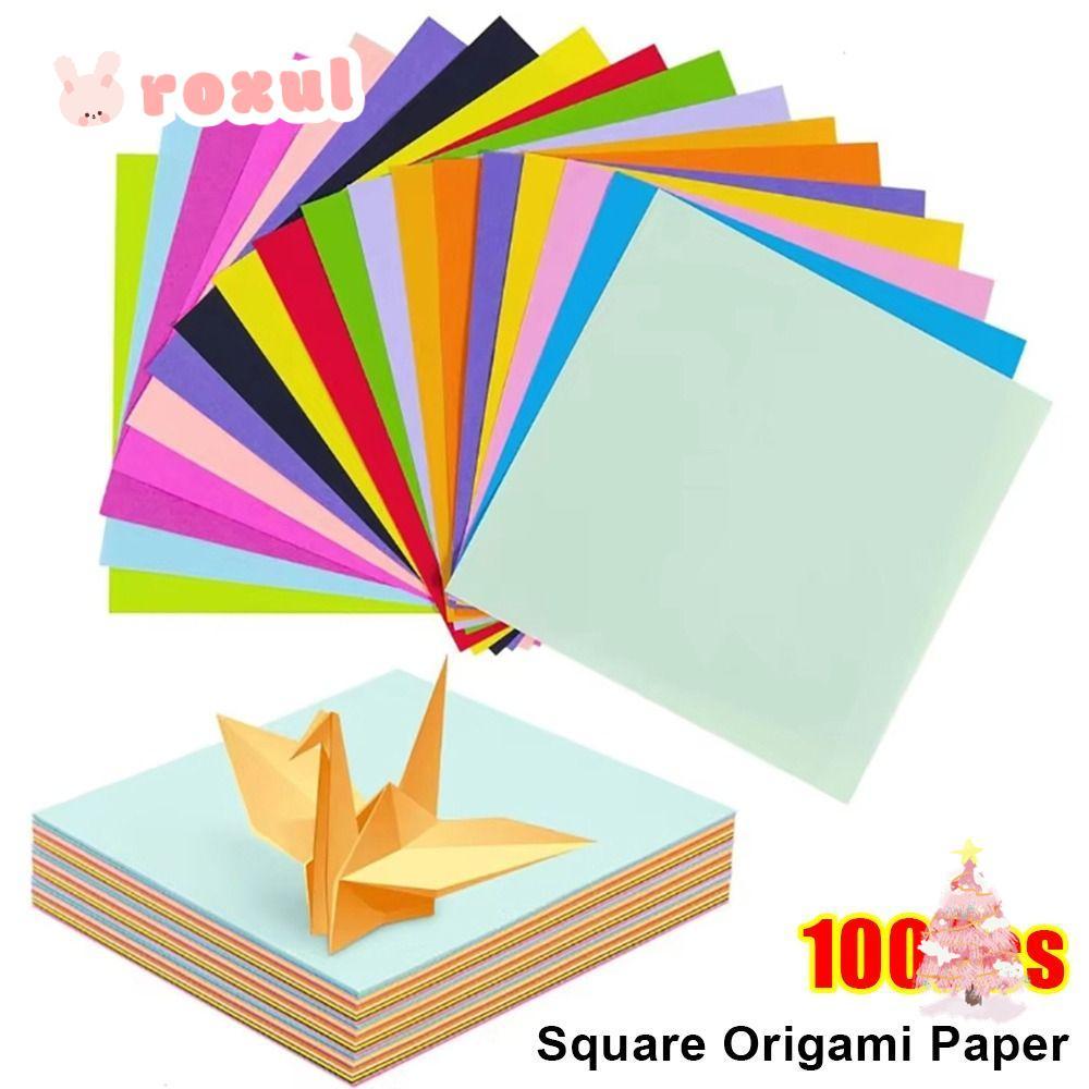ROXUL 100 ชิ้นกระดาษพับ, 20 สีสแควร์ Origami กระดาษ, สีสันคู่ด้านข้าง DIY Handmade Scrapbooking Craft Decor