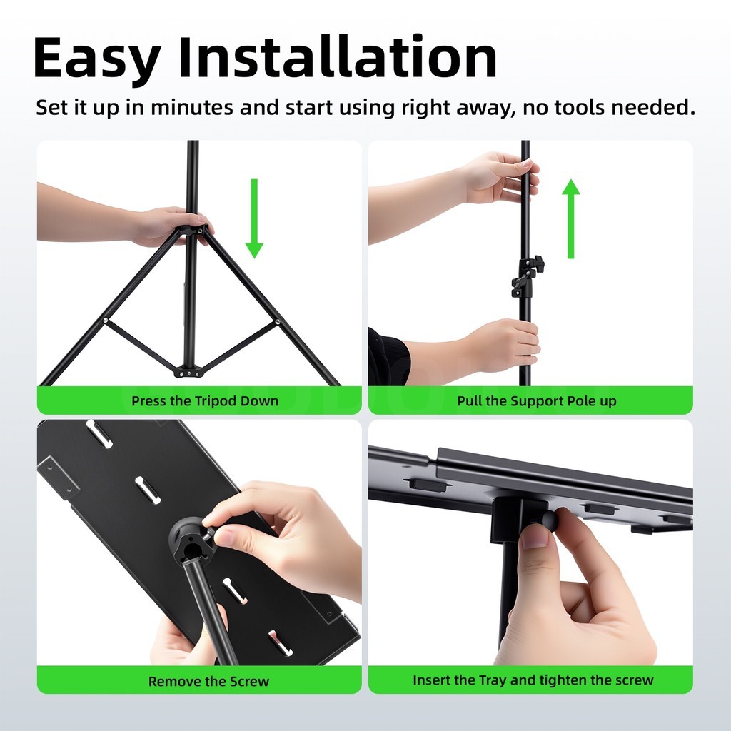 GOOJODOQ ตัดออก ขาตั้งโปรเจคเตอร์แบบพกพาปรับความสูงได้ถึง160ซมถาดโลหะขนาดใหญ่ติดตั้งง่ายและรวดเร็ว - รูปที่ 4