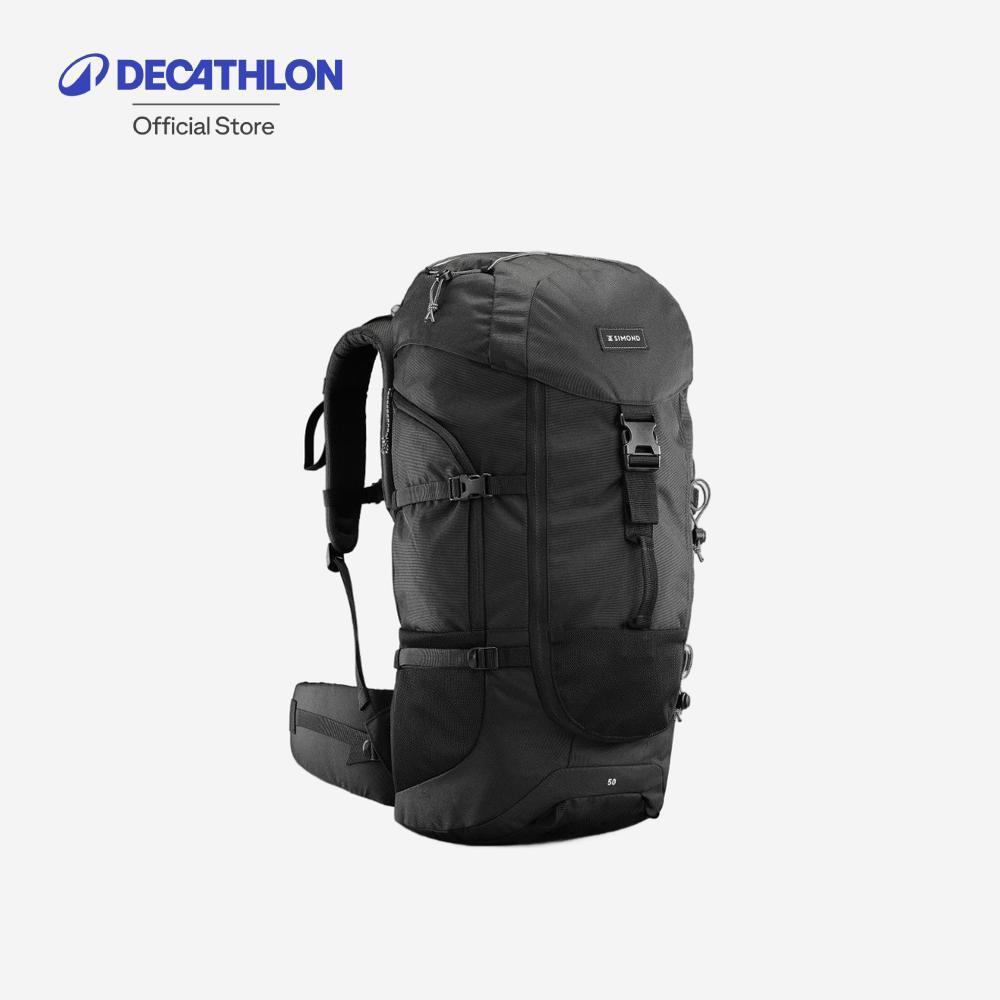 Decathlon 50L Hiking Backpack Black - Mt100 เป้เดินป่าเทรคกิ้งขนาด 50 ลิตรรุ่น Mt100 - Black