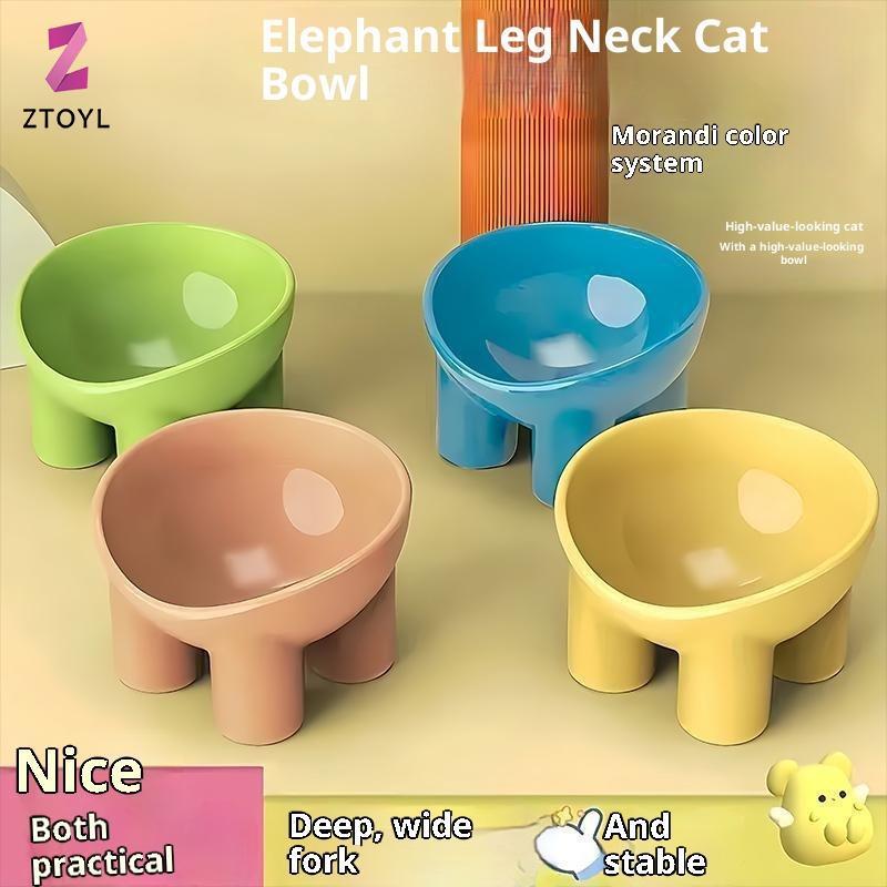 Null Elevated Cat Bowl พร้อมขาตั้ง - อาหารสัตว์เลี้ยงพลาสติกทนทานและจานน้ํา, Sleek Modern Ne-Friendly Feeding สําหรับแมวและสุนัข null