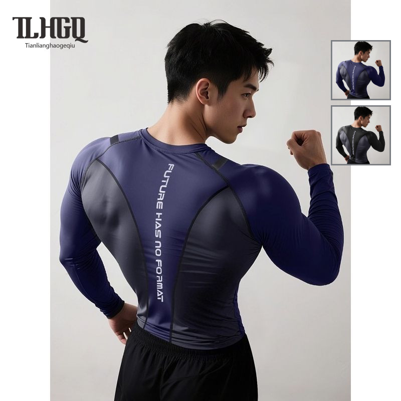 TLHGQ เสื้อรัดกล้ามเนื้อผู้ชายสีกรมท่า เหมาะสำหรับใช้ในยิมและออกกำลังกลางแจ้ง