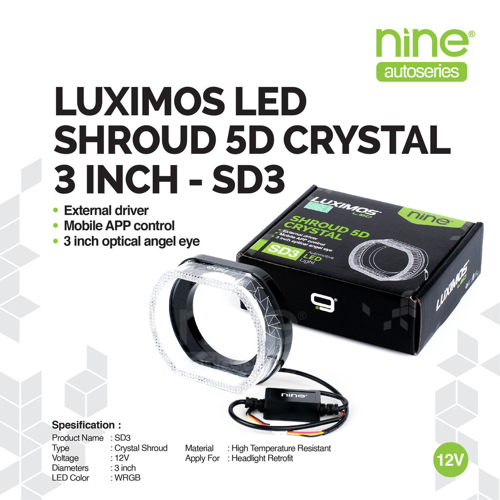LUXIMOS Shroud BMW 3 นิ้วอะคริลิค WRGB 5D Angel Eye Bluetooth App Premium SD3 - NINE AUTOSERIES