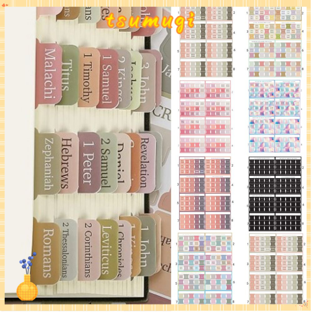 TSUMUGI 120PCS Boho Bible Tabs, Multi-Color Easy Navigation Bible Tabs, สวย Self กาวลามิเนตที่มีสีสั