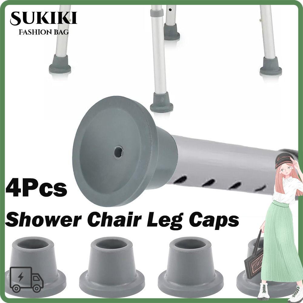 SUKIKI เก้าอี้อาบน้ําขาหมวก,สีเทา 28.6 มม.เปลี่ยนหมวกฟุต,ยาง Heavy Duty Non Slip เคล็ดลับอาบน้ําที่นั่งสตูล