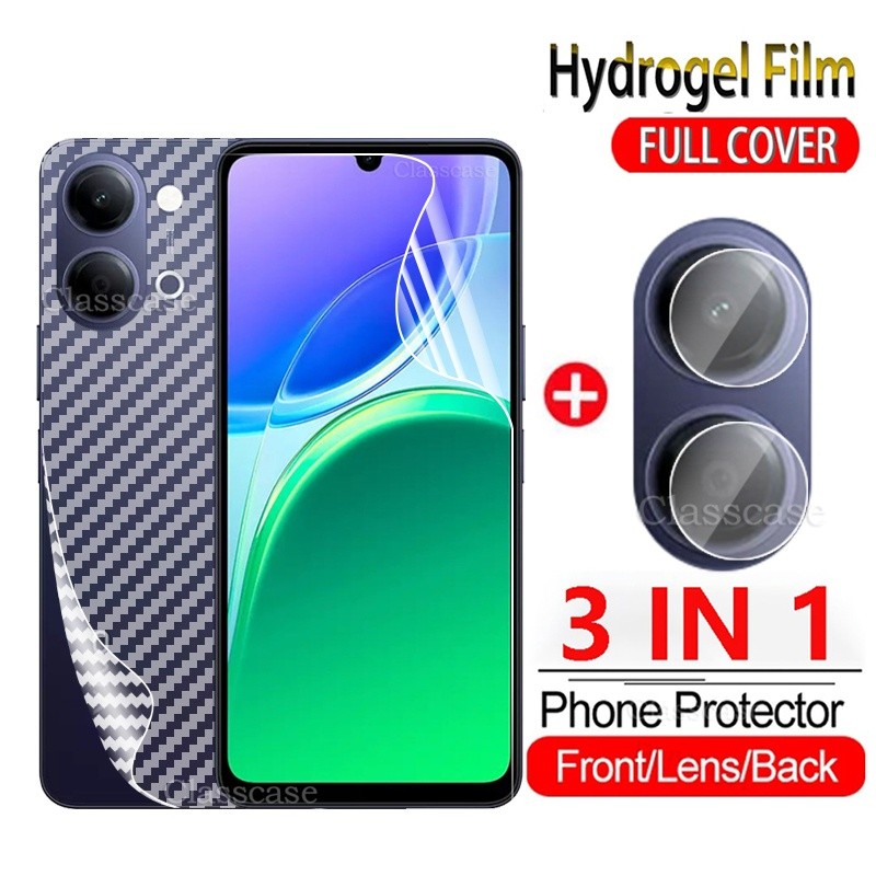 3 In 1 ด้านหน้ากลับฟิล์มไฮโดรเจลนุ่มสําหรับVivo Y05 Y05s Y11 Y11d Y21 Y21d Y31 Y31d Y31dProฟิล์มไฮโด