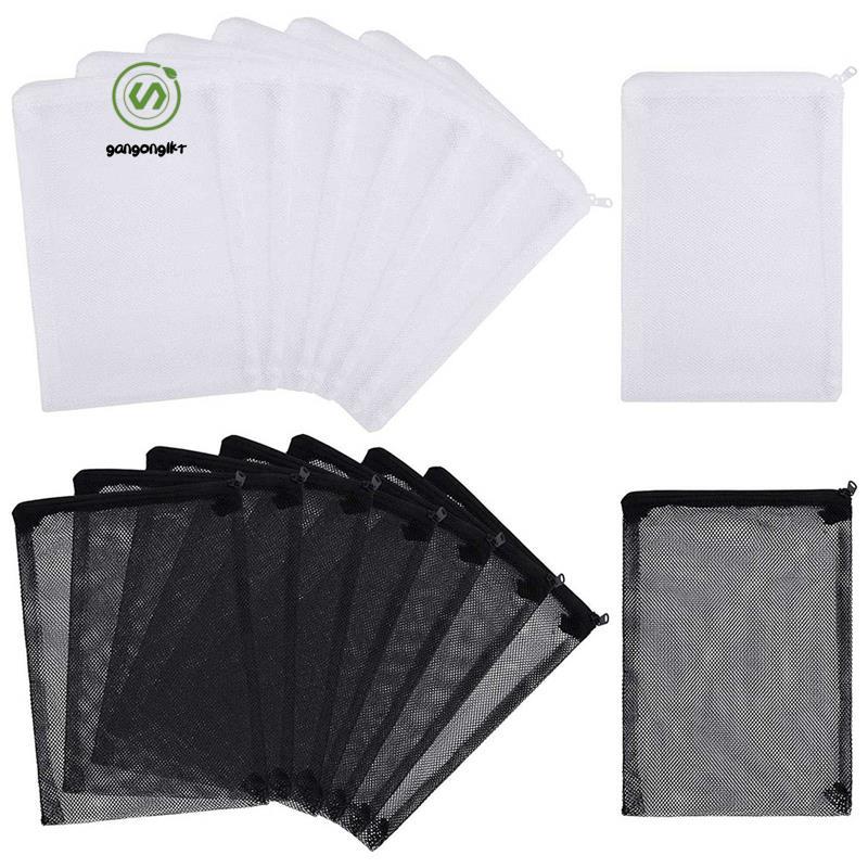 [gangong1kr]16 ชิ้น Aquarium Mesh Media Filter Bags, Nylon Media Filter Mesh Bags with Zipper (สําหร