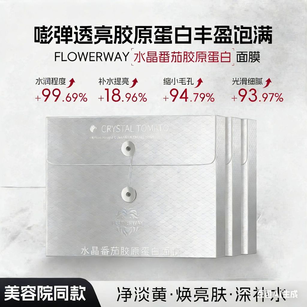 FLOWERWAY Crystal Tomato Collagen Mask Firming Lifting Niacinamide Stay Up Late Brightening Moisturi