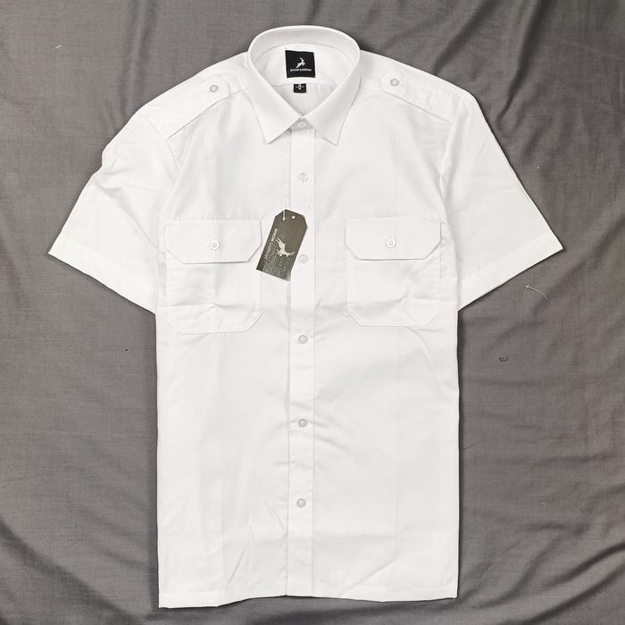 KEMEJA Dixon Gabrian White Short Sleeve Slimfit Non-Kail PDL Service Shirt - DX PDL Combine Non-Kail