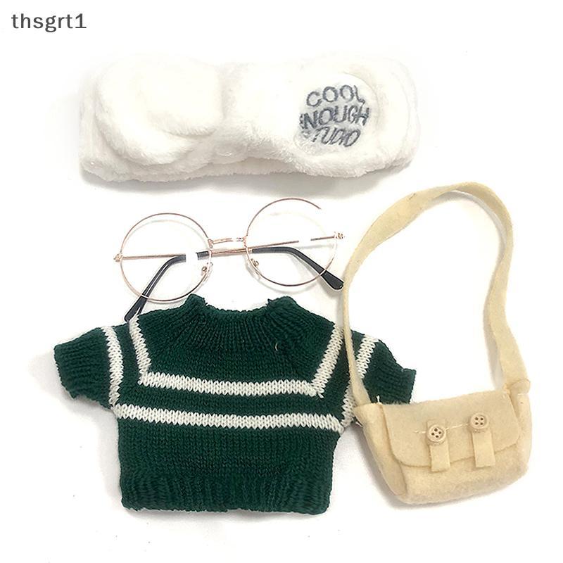 [TG1] Doll Clothes Set for 30cm Du Clothes Plush Doll Bag Glasses Outfit [TH]