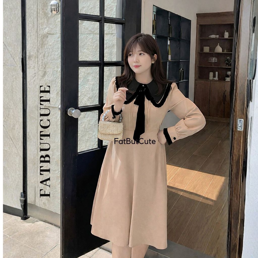 [อก40-48]💙 เดรสโทรสุภาพ คอปกใหญ่แต่งระบายสุดละมุน 💙 งานดีเทลหวานละมุน k-2287