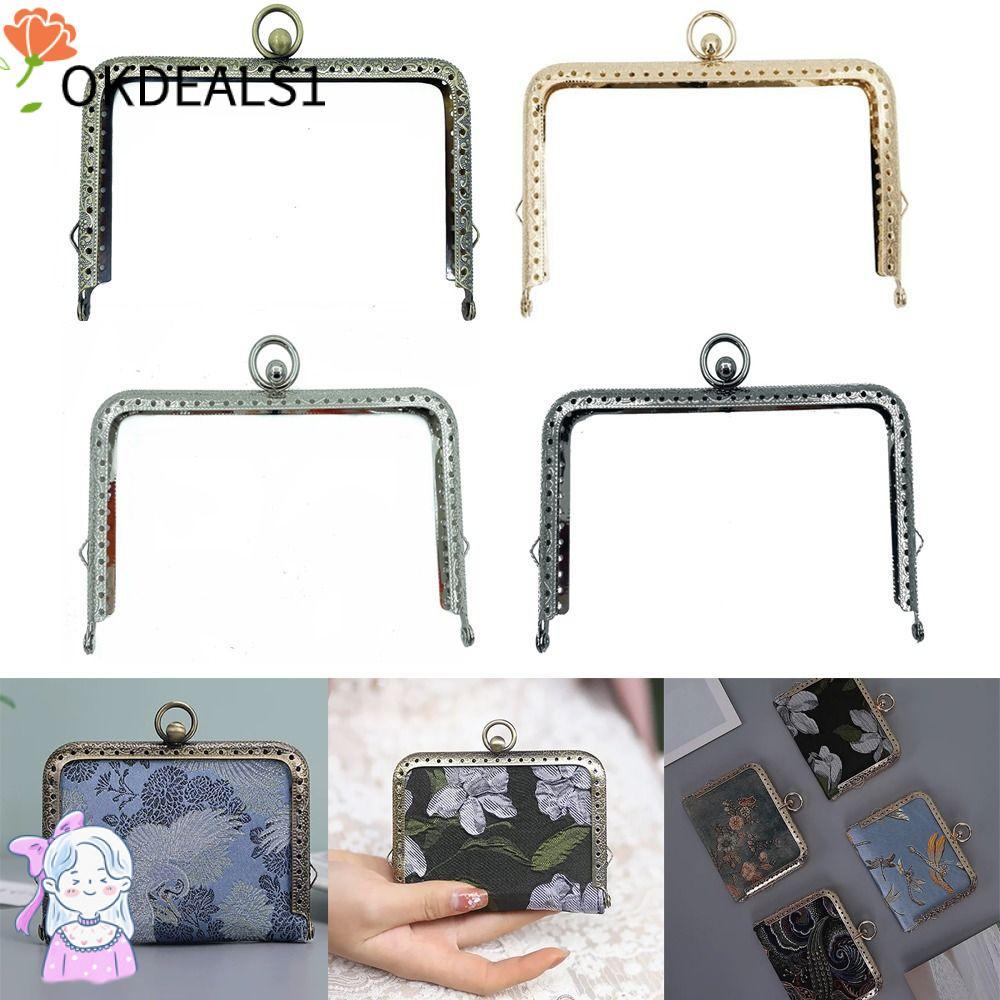 DEALSHOP Purse Frame Kiss Clasp, Bag Hardware Metal Purse Frame, Mini Vintage Purse Frame Bag Making