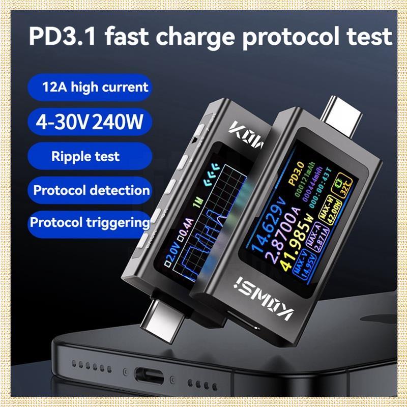 [1ejafnkblh.ph] KWS-X1 Type-C Tester DC 3.3-36V 0-12A Digital Voltage Current Detection Meter จอแสดง