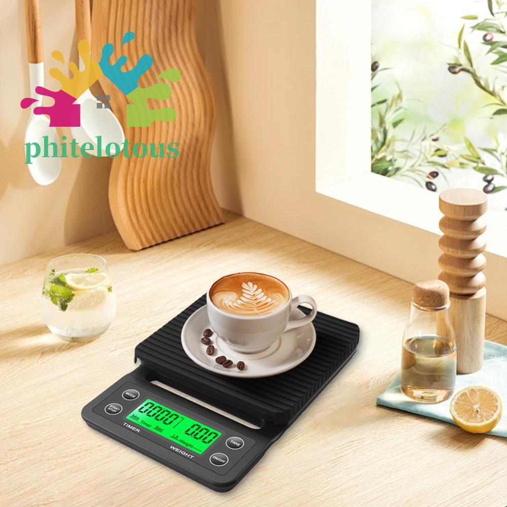 ❤ Phitelotous 5/3kg Electronic Drip Coffee Scale ความแม่นยําสูงวัด LCD Electronic Digital Kitchen Sc