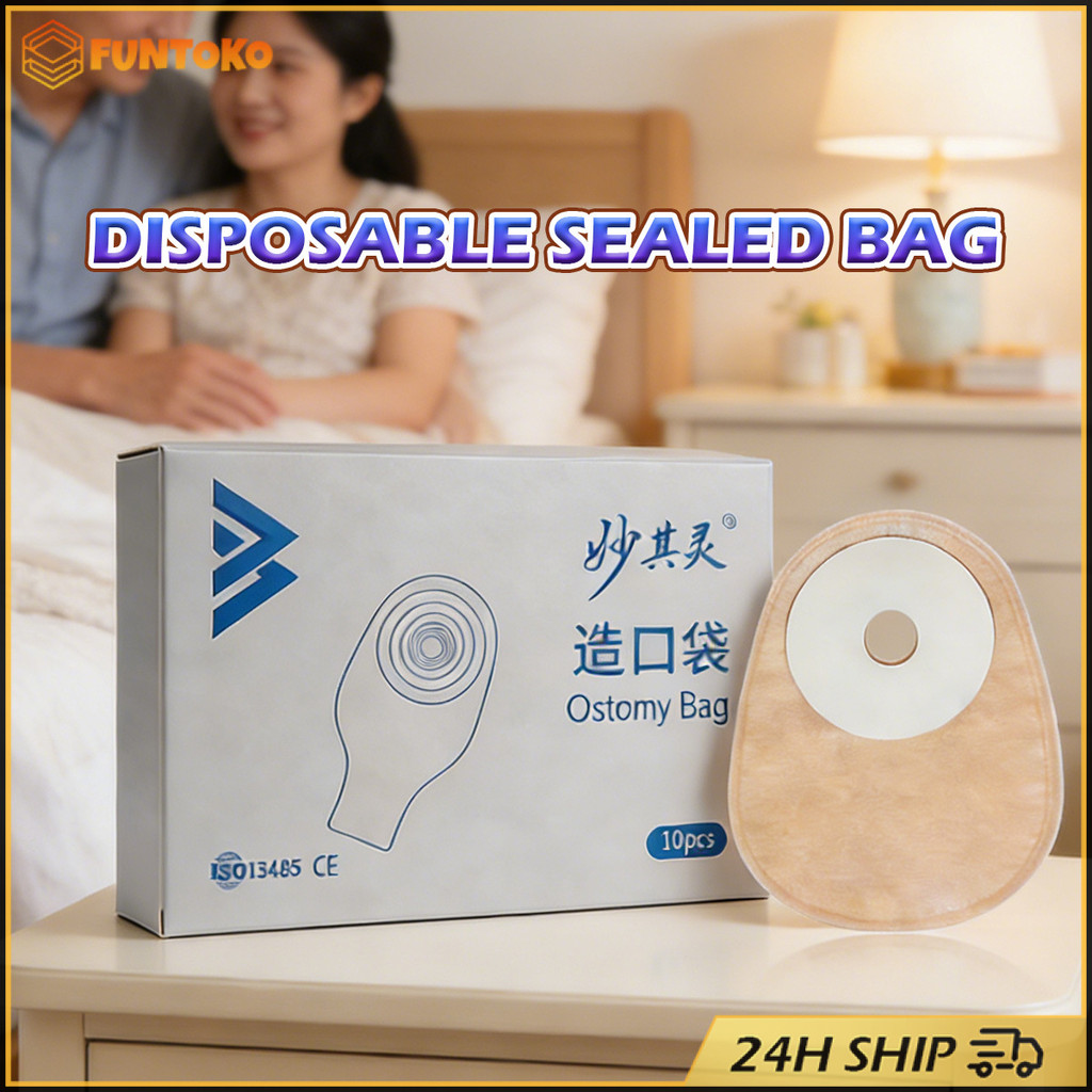 สินค้ามีคุณภาพ 10ชิ้น ถุงเก็บอุจจาระหน้าท้องปลายเปิด Colostomy Bag ถุงอึแบบใช้แล้วทิ้ง ขนาด25-55มม.ใช้งานง่าย
