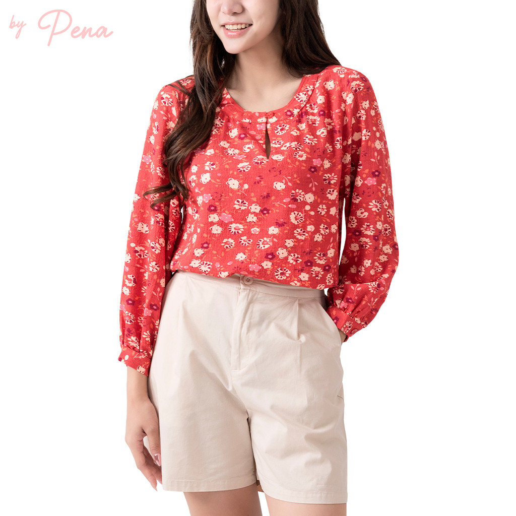 By Pena เสื้อเบลาส์แขนยาว พิมพ์ลายดอกไม้ BPSL022604