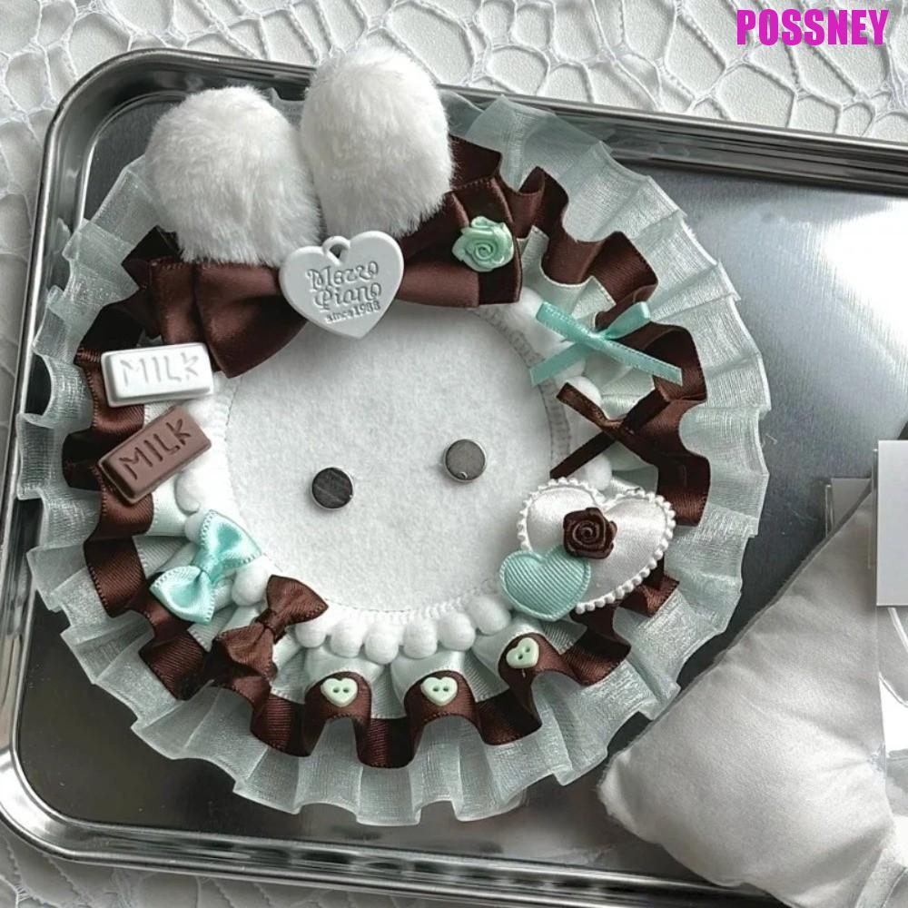 POSSNEY Pins ฐานแสดง, Ruffle lace Bow Magnetic Anime Badge Holder, ประณีต Rose Chocolate Bear Love Heart Badge กรอบจี้ 55-75 มม.ป้ายจอแสดงผล