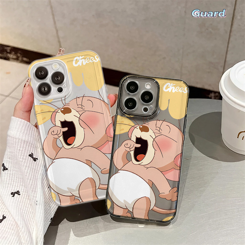 Jerry Cheese CaseiPhone 11 12 13 14 15 16 Pro X XR XS Max 7Plus 8Plus โปร่งใส-GD