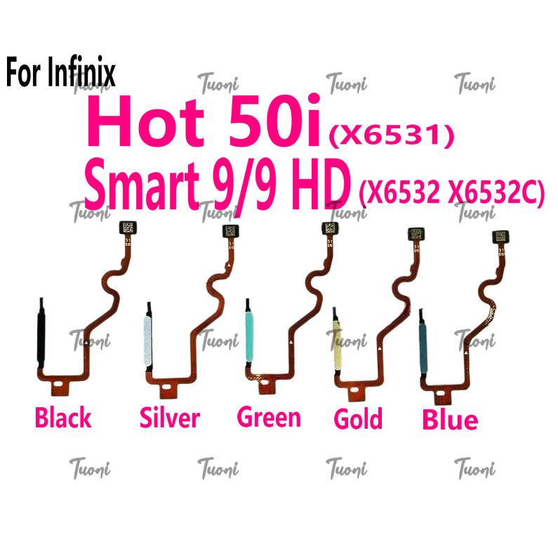 สําหรับ infinix Hot 50i X6531 สมาร์ท 9 HD X6532 X6532C ปุ่มบ้านลายนิ้วมือ Touch ID Sensor Power on off Flex Cable