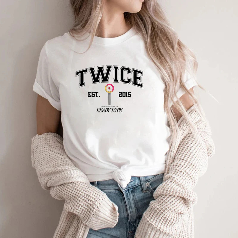 เสื้อยืด Twice Ready To Be เสื้อยืดแฟชั่นผู้หญิง Twice World Tour เสื้อ Kpop Twice เสื้อ Twice Jihyo