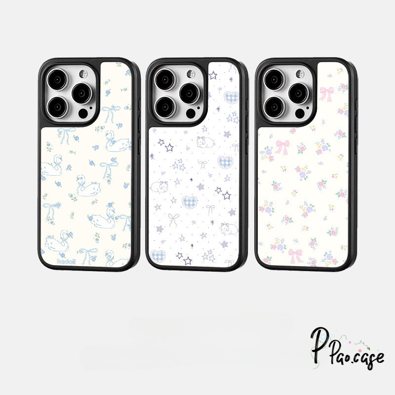 เคสไอโฟน17 13 เคสอะคริลิค ลายกระต่ายวาฬดอกไม้โบวน่ารักฮิต สำหรับ IPhone 17 16 11 16E 13 15 12 Pro Max 17 16 Plus 16 Pro