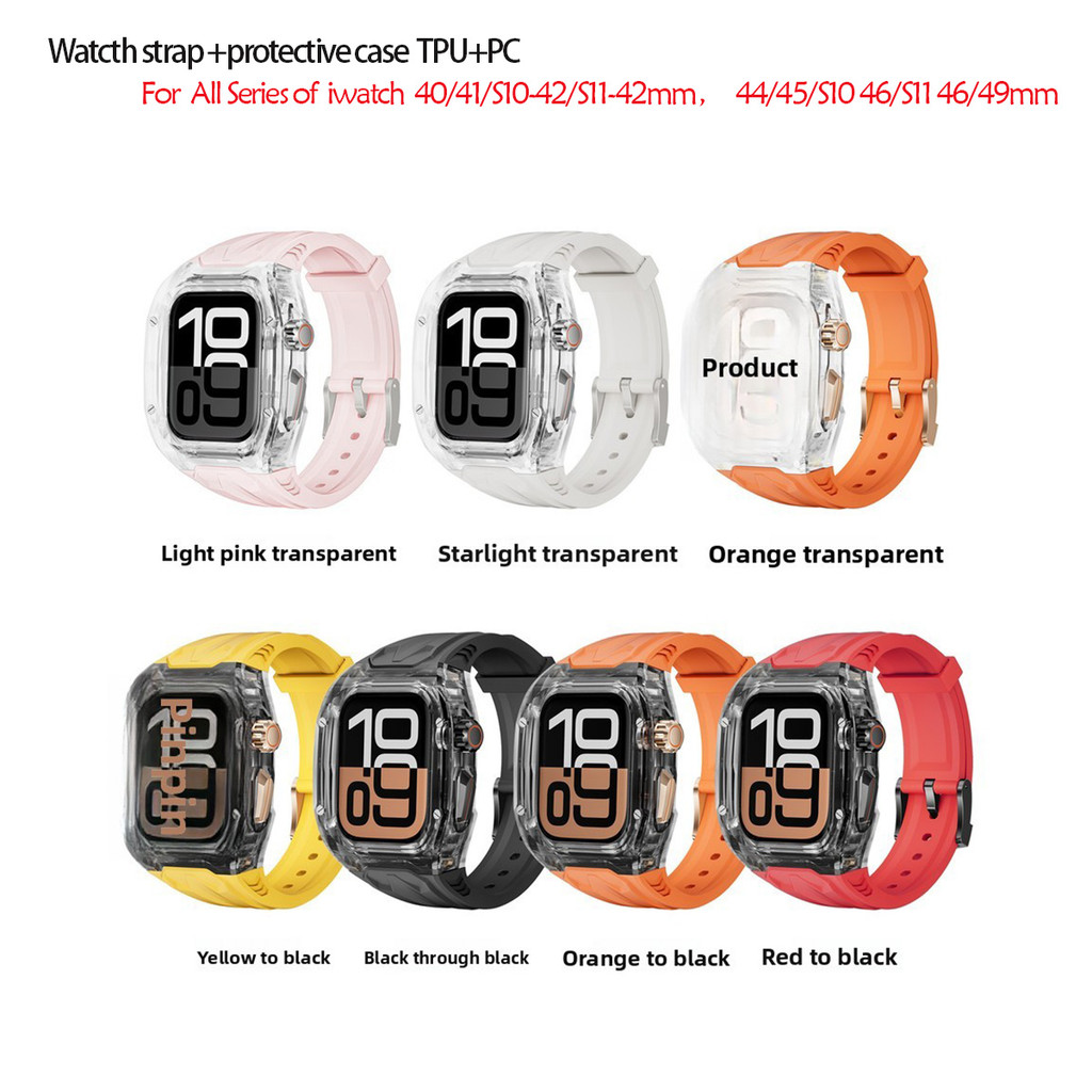 เคสใส+ สายนาฬิกาเข้ากันได้กับ iWatch Ultra3/2 S11/S10 se3/2 49/41/45/44/38 มม.