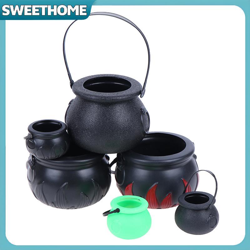 SWEETHOME Halloween Candy Kettles Pot Halloween Cauldron Buet พร้อมที่จับของเล่นเด็ก