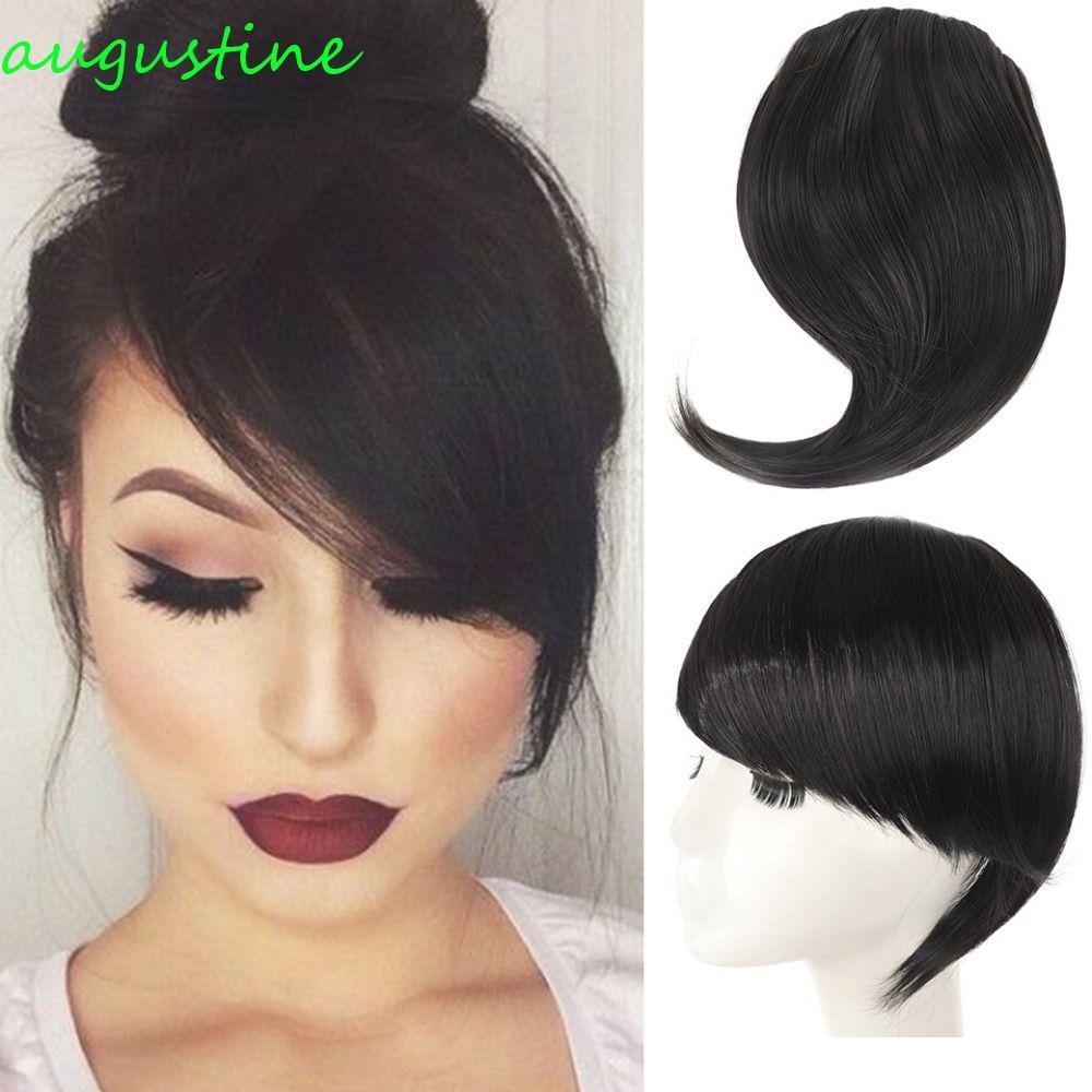 AUGUSTINE หน้าม้าด้านข้างสีดําปาร์ตี้คุณภาพสูงทนความร้อนเส้นใยอุปกรณ์เสริมผมต่อผมคลิปสังเคราะห์ธรรมช