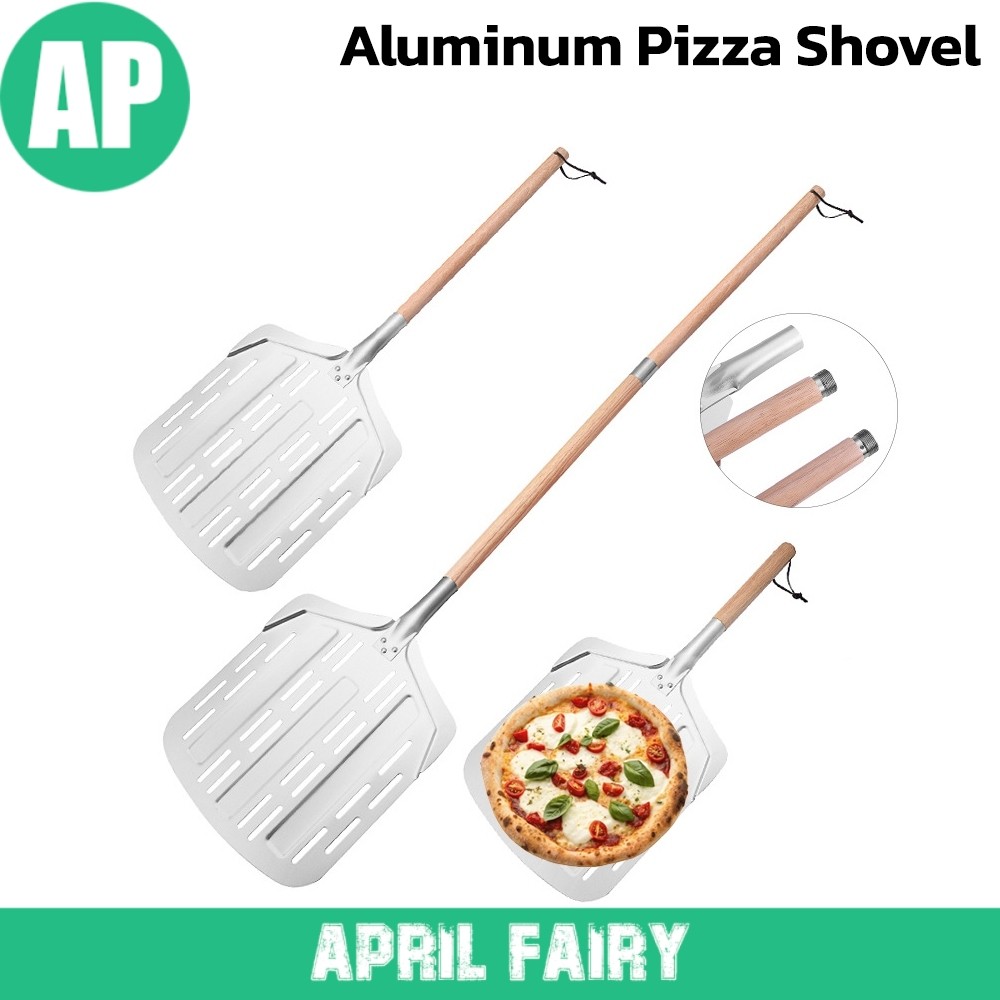 พลั่วพิซซ่า ที่ตักพิซซ่า ไม้พายตักพิซซ่า อลูมิเนียม 12 นิ้ว พร้อมด้ามจับ น้ําหนักเบา สําหรับทําพิซซ่