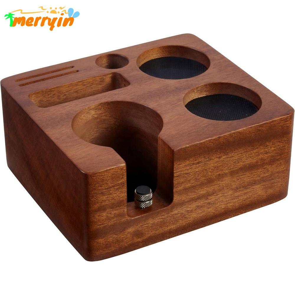 MERRYIN Espresso Tamping Station, ไม้ 51/54/58 มม.กาแฟ Tamper Stand, ปรับสแควร์กาแฟ Tamper Holder Espresso|อุปกรณ์เสริม