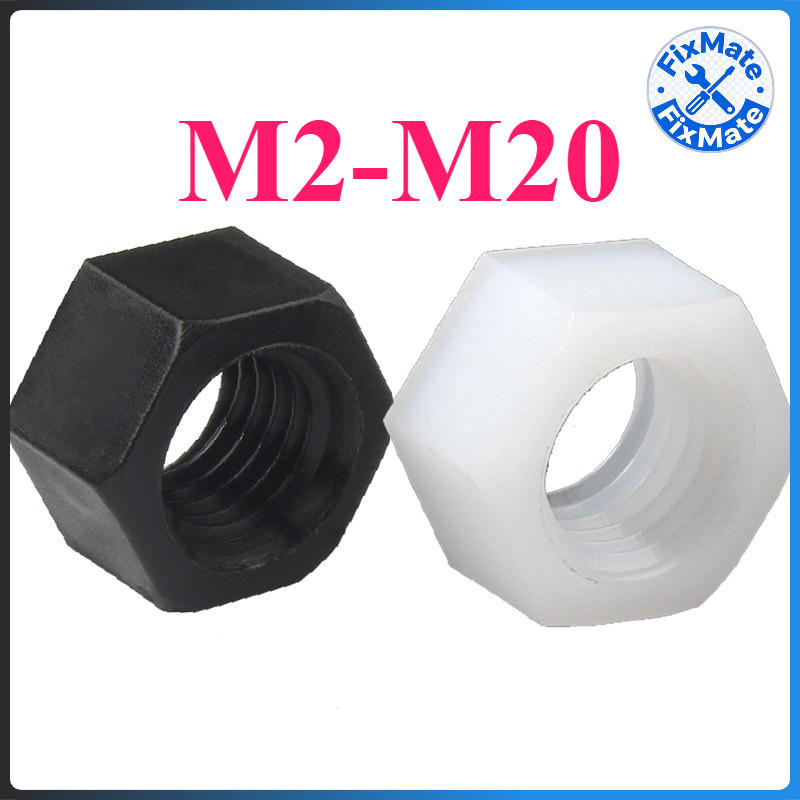 Nylon Hex Nut Nut Black/White/Transparent Nylon Hex Nut M2/M2.5-M20 [MIKI]