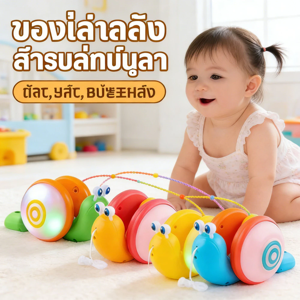 เรียนรู้เล่นตู้หอยทาก ดึงเชือกสัตว์เลี้ยง วอล์คเกอร์การ์ตูน สร้างสรรค์แสงเด็ก