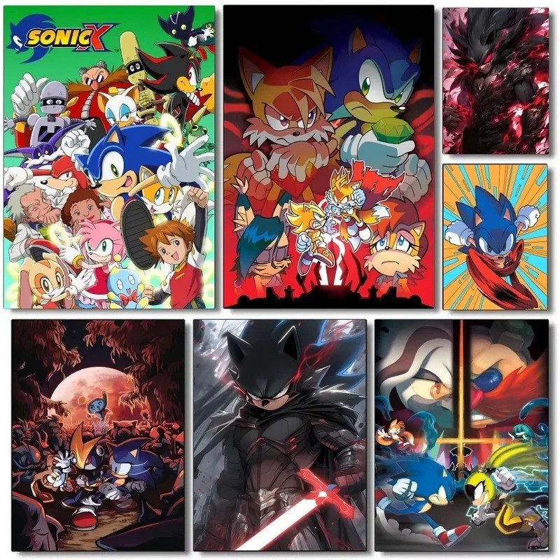 อะนิเมะ Sonics โปสเตอร์ศิลปะกระดาษกันน้ําสติกเกอร์กาแฟ House Bar Room Wall Decor Workspace สร้างแรงบ