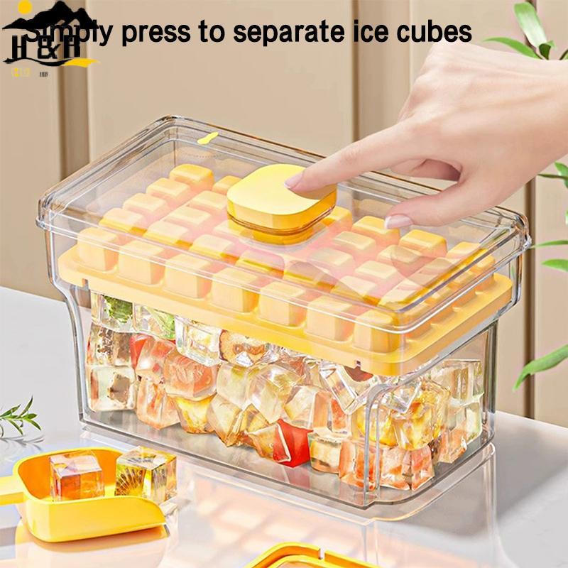 H&B 34/68Grids Ice Cube Mould ความจุขนาดใหญ่ IcepartmentFood Grade Ice Storage Box สําหรับใช้ในบ้าน 