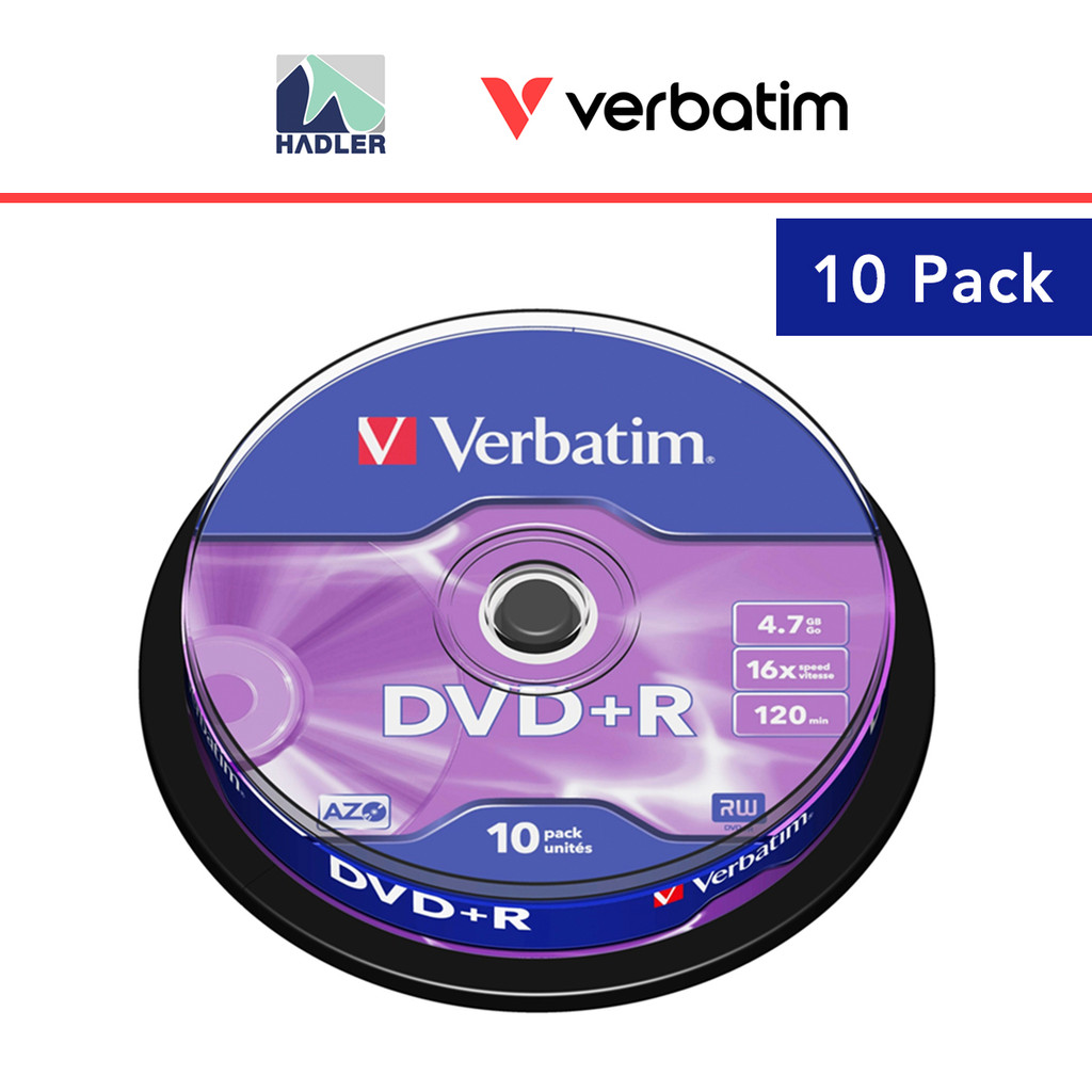 Verbatim DVD+R 4.7GB 16X 120min แผ่นบันทึกเปล่า [10 ชิ้น]