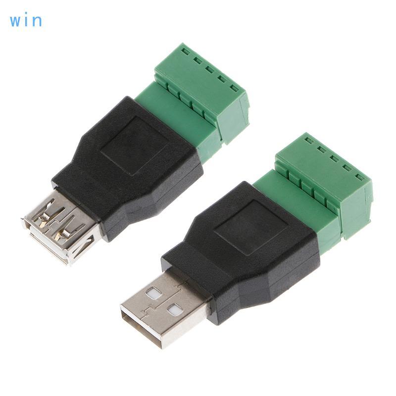 Win USB 2 0 ประเภท A ชายหญิงถึง 5P สกรูสําหรับ w Shield Terminal Plug อะแดปเตอร์ Conne