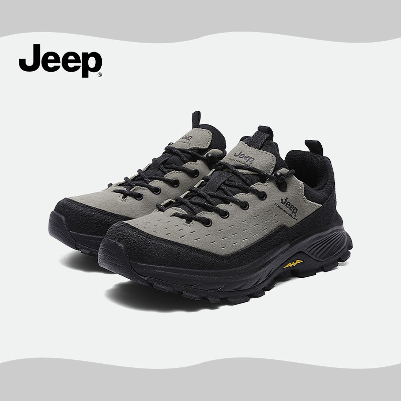 JEEP ผู้ชายฤดูใบไม้ร่วงฤดูหนาว Lace-Up รองเท้าเดินป่า Grip Breathable Shock Absorption รองเท้ากีฬาเดินป่ากลางแจ้ง