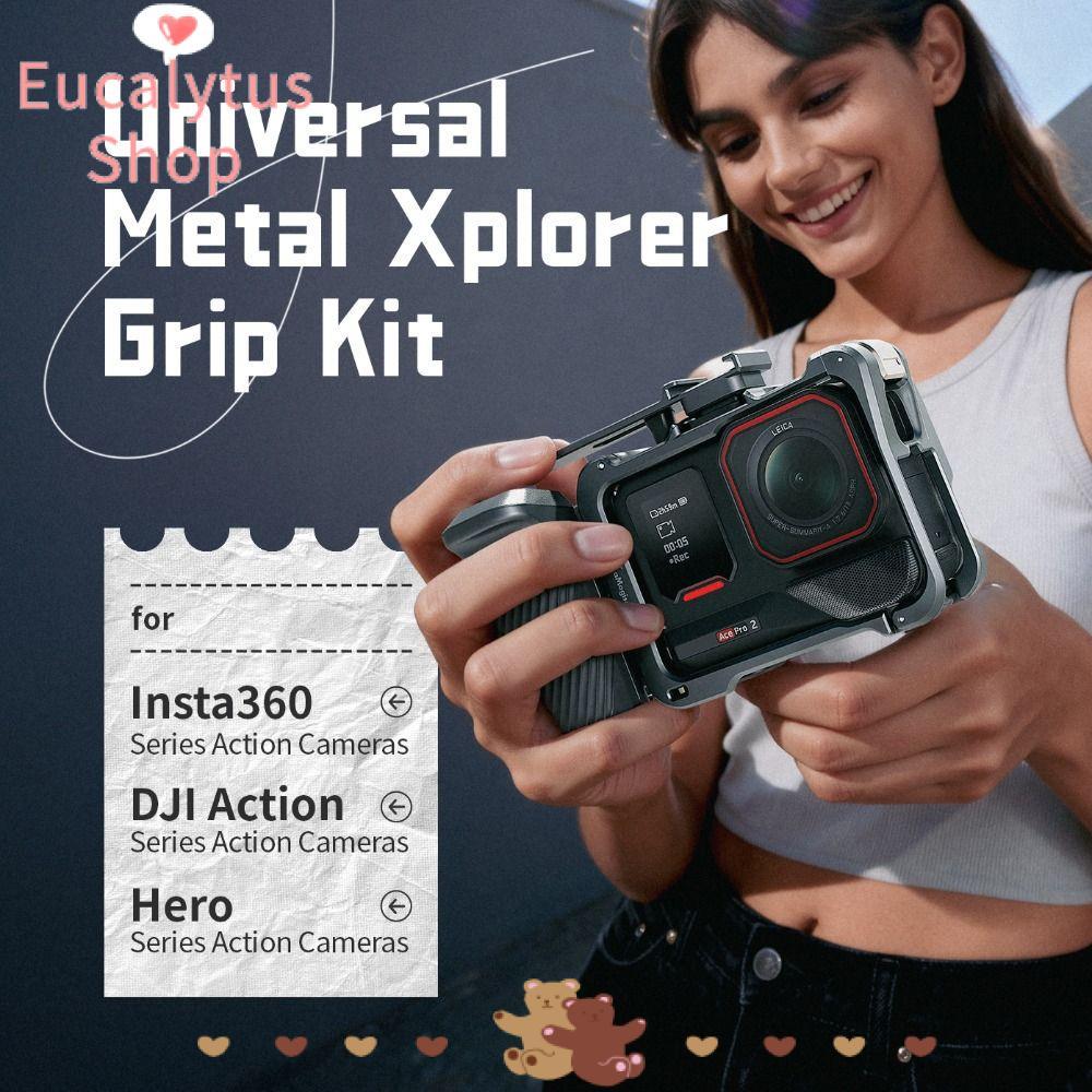 EUCALYTUSS Xplorer Grip Kit Handle, อลูมิเนียมอัลลอยด์ปุ่มชัตเตอร์ Street Grip Vlog ผู้ถือ, ปรับสําห