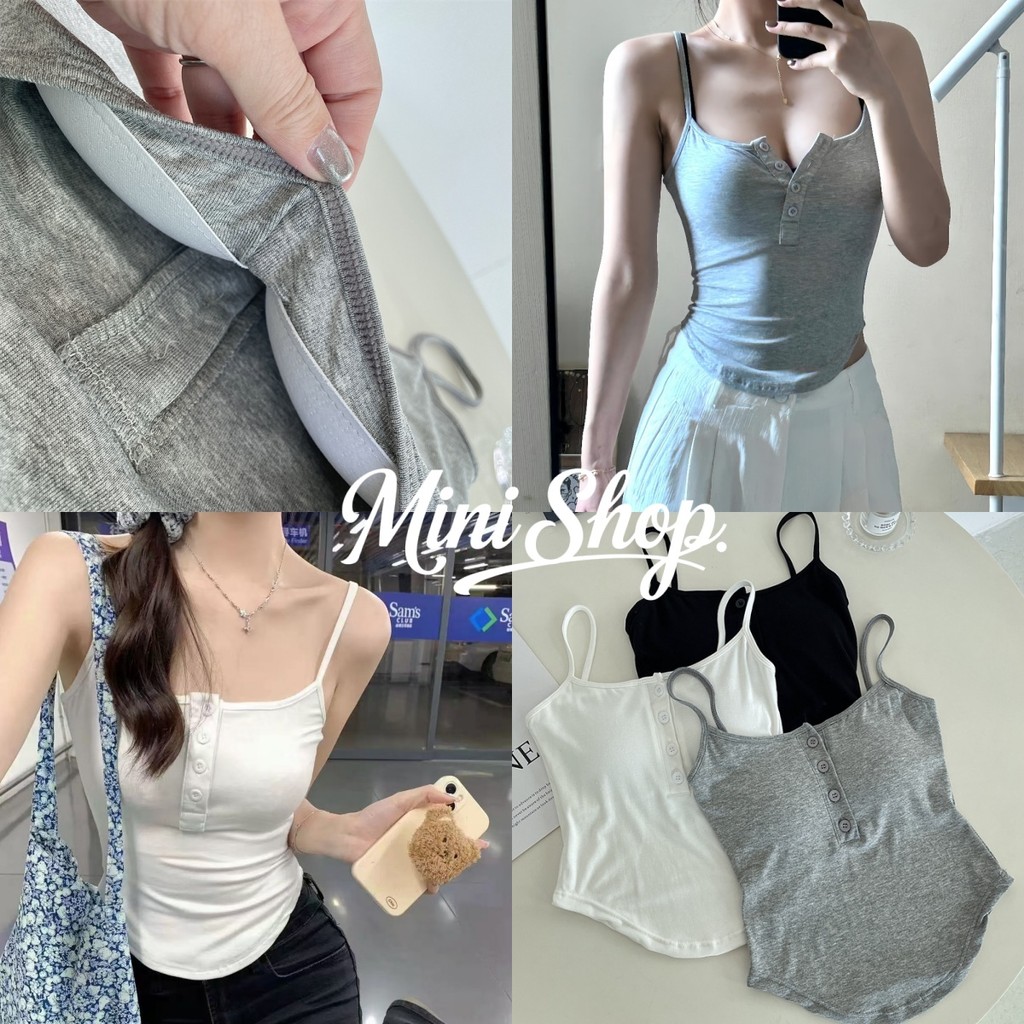 Mini shop🌸พร้อมส่ง🌸(MX229)เสื้อกล้ามผู้หญิง เบสิก สีพื้น สไตล์ลำลอง ผ้าใส่สบาย (หลากสี) สายเดี่ยว