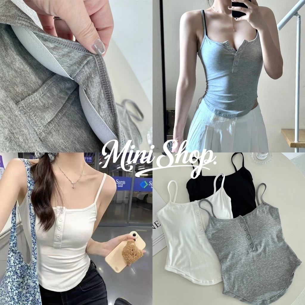 Mini shop🌸พร้อมส่ง🌸(MX229)เสื้อกล้ามผู้หญิง เบสิก สีพื้น สไตล์ลำลอง ผ้าใส่สบาย (หลากสี) สายเดี่ยว