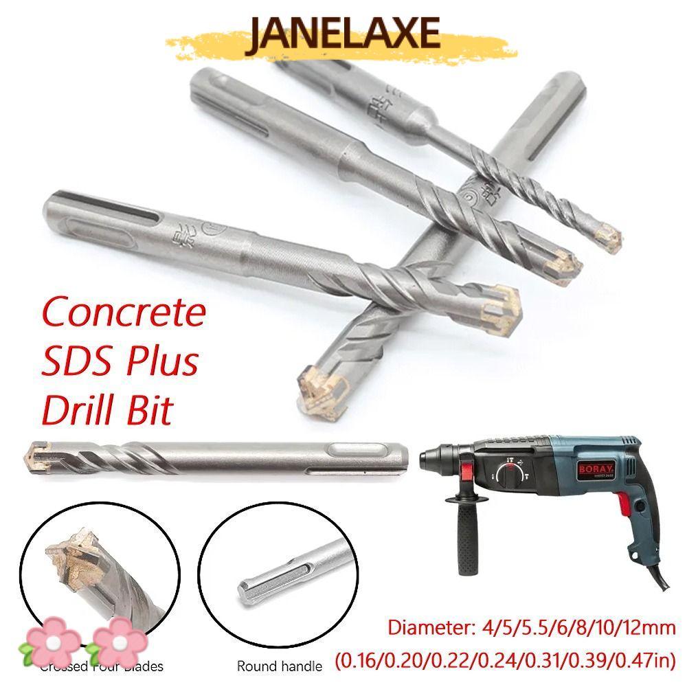 JANELAXE932JN 1 ชิ้นคอนกรีต SDS Plus เจาะ Bit, Cross เคล็ดลับรอบ Shank ค้อนไฟฟ้าเจาะ Bit, 4/5/5.5/6/