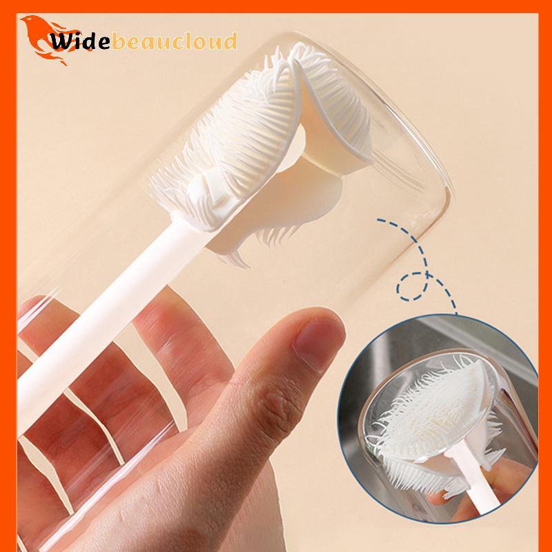Widebeaucloud แปรงทําความสะอาดถ้วยด้ามยาวขวดทําความสะอาดขวดนมซิลิโคน Wineglass ถ้วยทําความสะอาดครัวเ