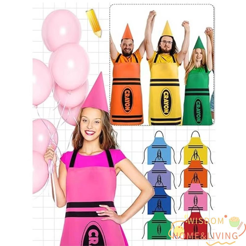 WISDOM Crayon Themed Gnome ชุด, ตลกทําความสะอาดผ้ากันเปื้อน Crayon, ชุดแฟนซีที่มีสีสัน Art Craft กิจ