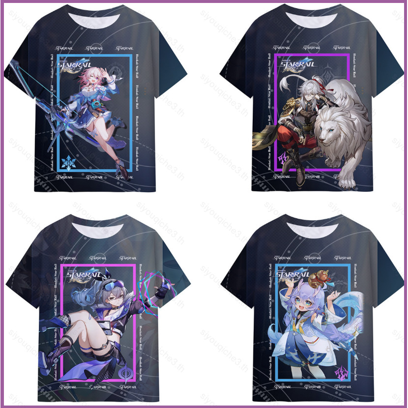 SY3 Honkai: Star Rail Anime Tshirt แขนสั้น Unisex คอสเพลย์เงินหมาป่า Jing Yuan Tee 3D เสื้อแฟชั่นเสื