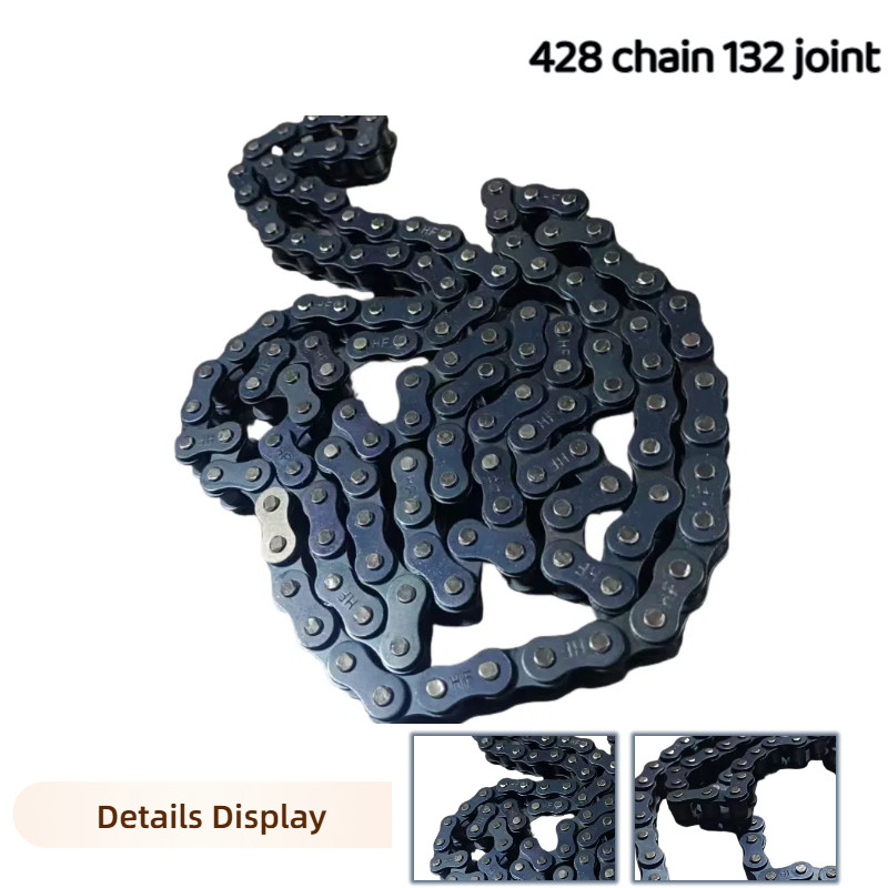 Premium 428 Chain (132J428H) & Metal Chain Buckle Accessories: Durable Engine & Motorcycle Chain Par